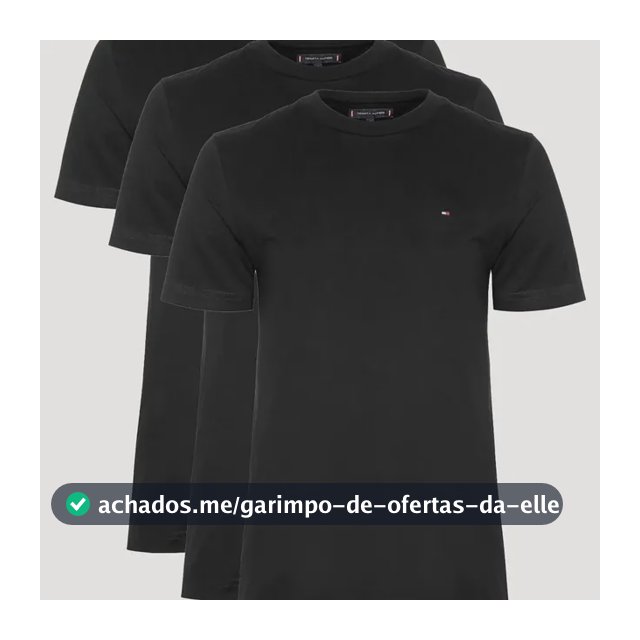 Kit Camisetas Tommy Hilfiger Masculina Essential Preta 3un