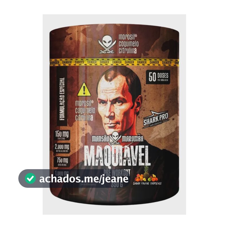 Maquiavel Pré Treino Pote 350g Shark Pro Sabor Frutas Tropicais