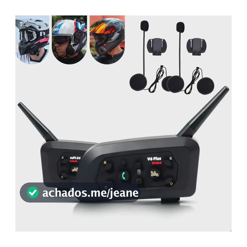Intercomunicador V6 Plus para Capacete, Bluetooth e Resistente à Água DUOSEG