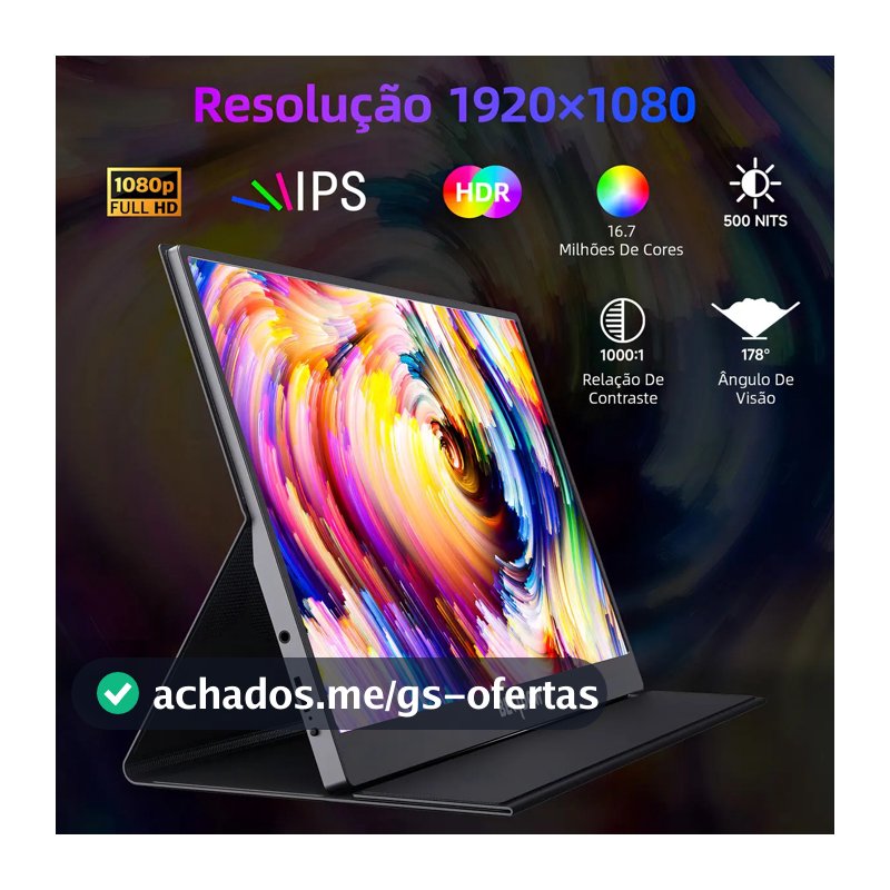 Monitor Portátil Gamer Bettdow de 15.6" Full HD IPS Antirreflexo com Capa