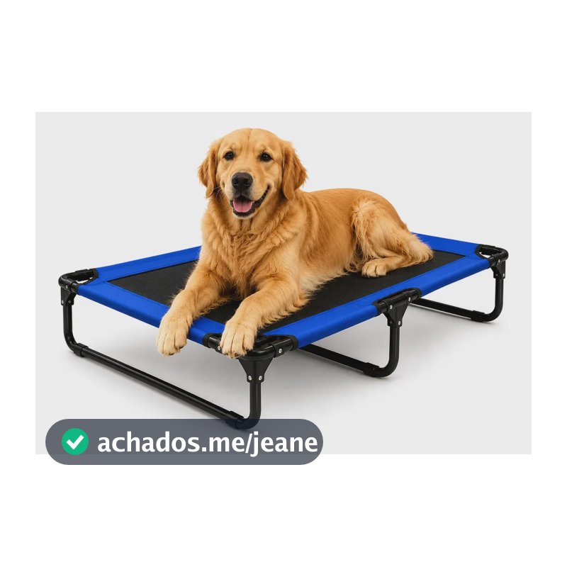 Cama Suspensa Elevada Cachorro Grande Até 50kg Maat Brand Preto Retangular