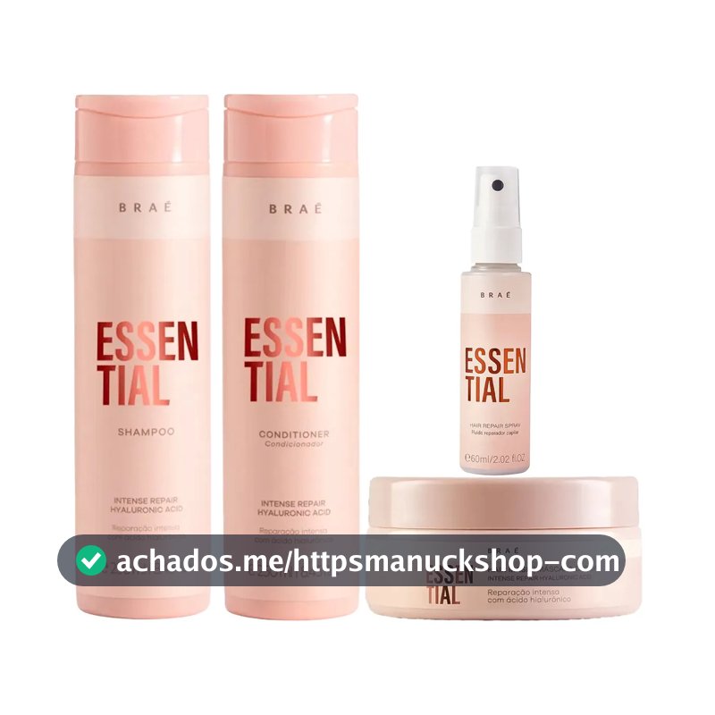 Kit Braé Essential Shampoo + Condicionador + Máscara + Fluido