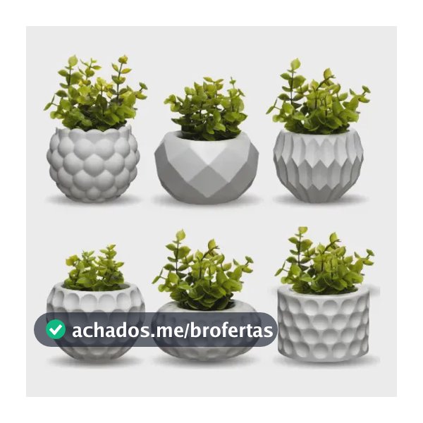 Kit 6 Vasos Decorativos C/ Planta Artificial Enfeite Casa Nf Branco