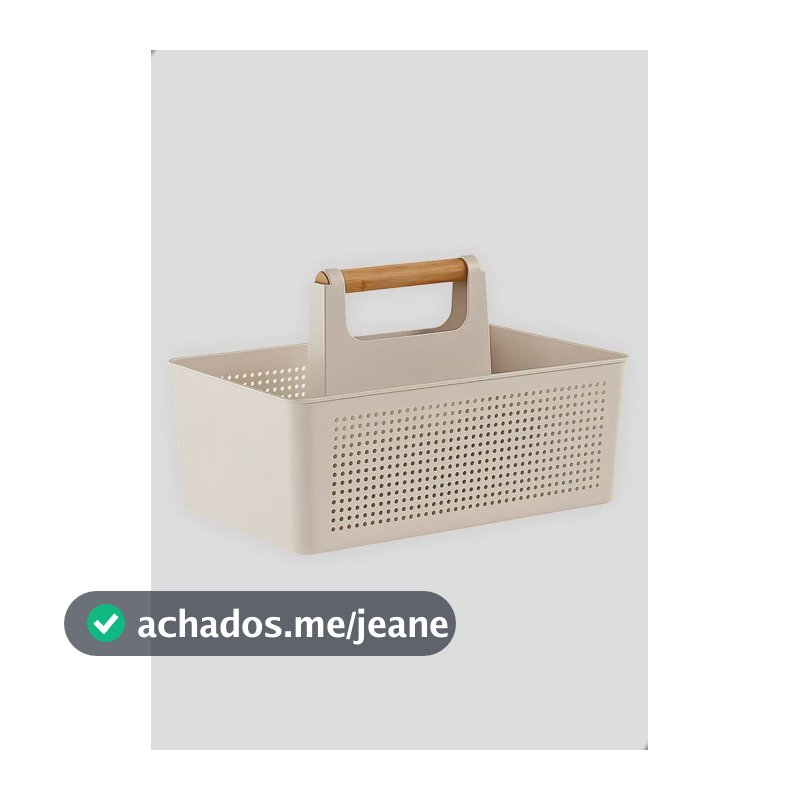 Organizador Multiuso Com Divisoria Cesto Caixa E Alça 34,6cm Bege