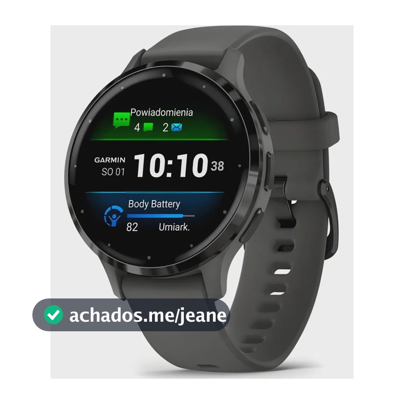 Smartwatch Garmin Venu 3s , Caixa 41mm, Tela AMOLED 1.2", Pulseira Silicone Grafite, GPS, NFC, Wi-Fi.