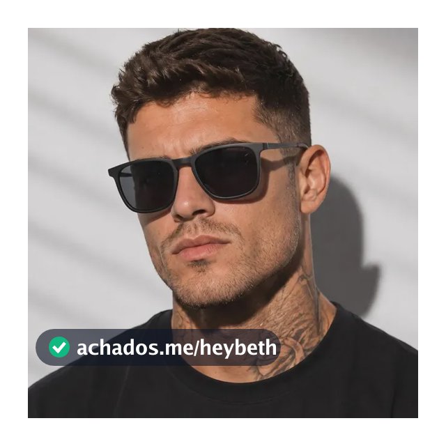 Óculos Sol Quadrado Masculino Leaf Metal Acetato Proteção Uv Armação Preta/ Lente Preta (oculos Preto Masculino, Oculos Preto De Homem)