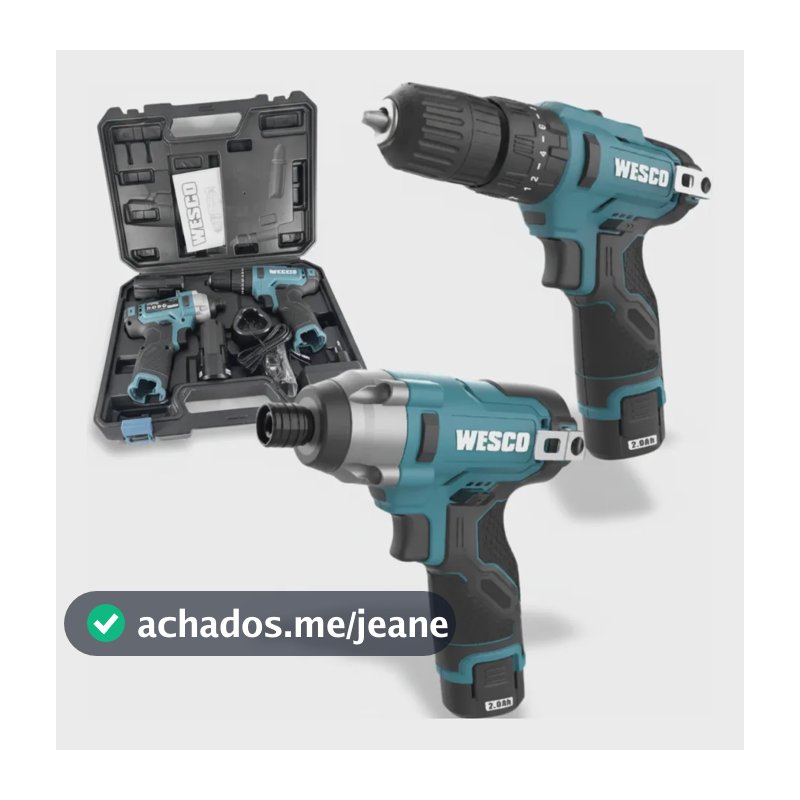 Kit Furadeira E Parafusadeira 12v De Impacto Wesco