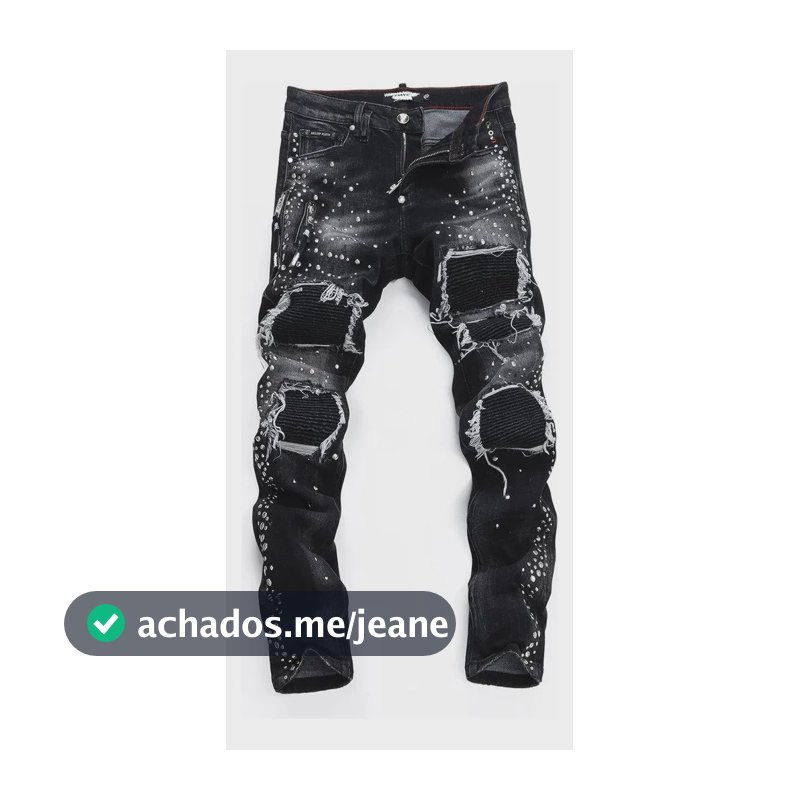 Jeans Masculinos Rasgados E Finos Pretos De Vários Tamanhos Preto 33