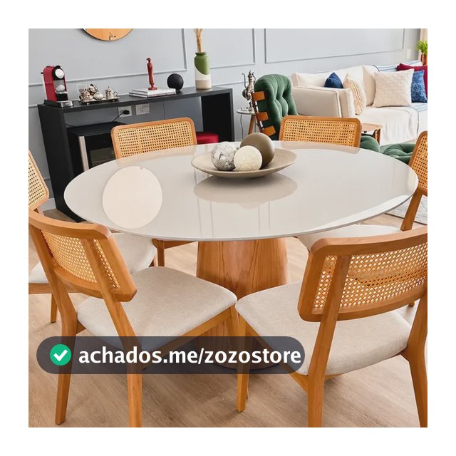 Mesa Jantar Cone Laqueado Tampo Redondo Laca Com Vidro 120cm Off-white Cinamomo