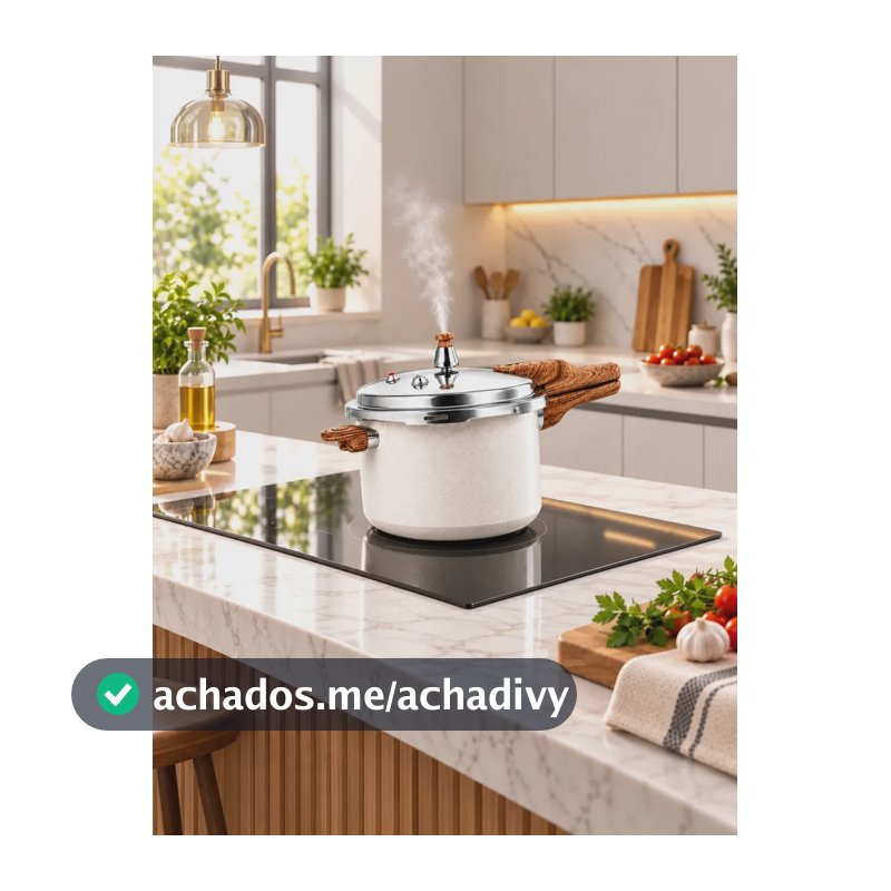 Panela Pressão Cerâmica Antiaderente 4,2 Litros Indução E Fogão Tradicional 4 Válvulas De Segurança Starhouse Creme