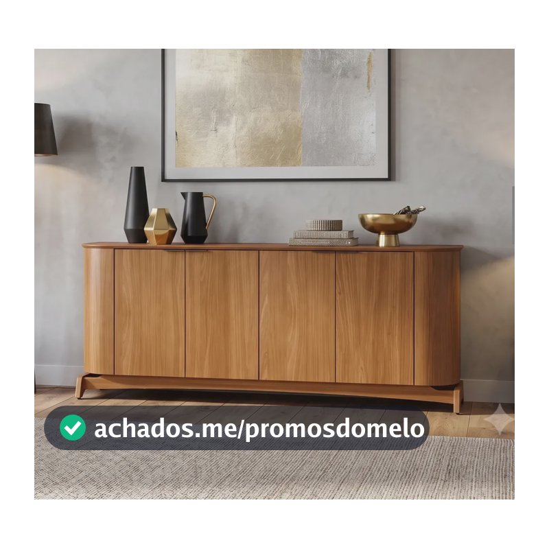 Buffet Aparador Curvo Em Mdf 4 Portas 160cm Com Pés Em