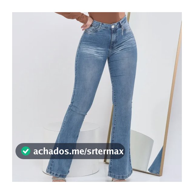 Calça Jeans Flare Feminina Cintura Alta Elastano Blogueira