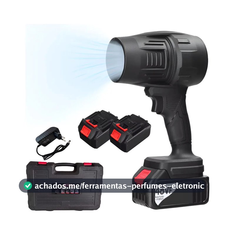 Soprador Turbo Portátil Recarregável 48v 2 Baterias + Maleta Cor Preto