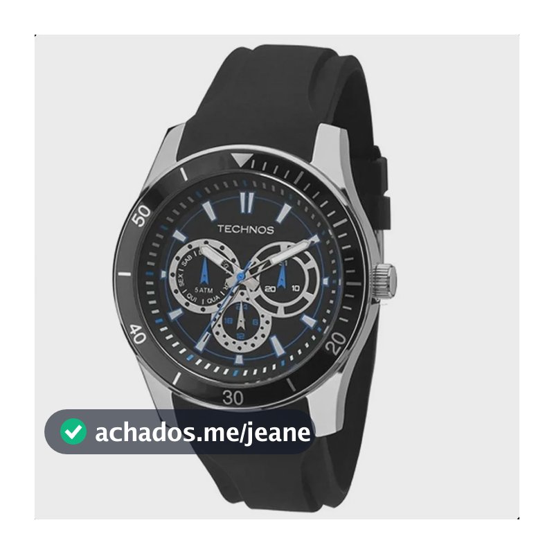 Relógio Technos Masculino Racer de Aço e Silicone com Cronógrafo e Calendário