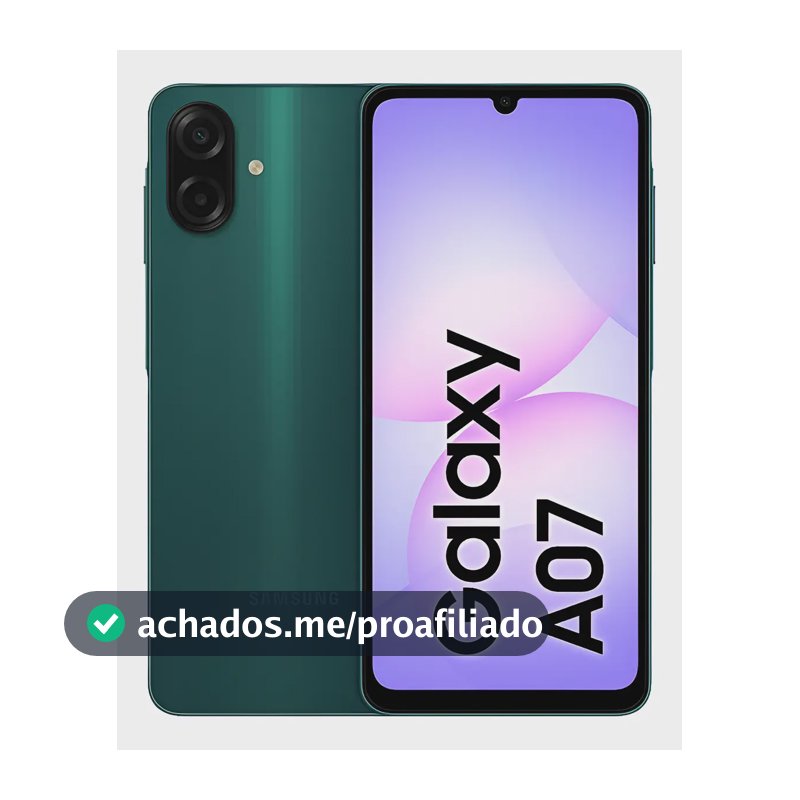 Celular Samsung Galaxy A07 128GB, 4GB, Câm. 50MP, Tela 6.7 - Verde