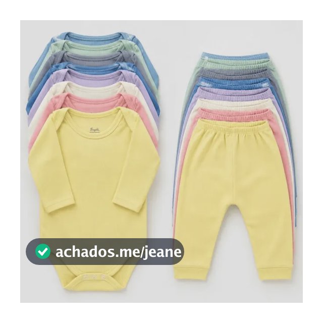 Kit 10 Peças Bebê Body M. Longa Mijão Canelado Menino Menina