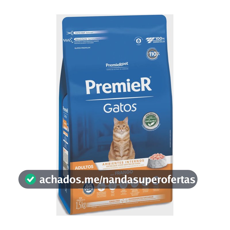 Ração PremieR Gatos Adultos Sabor Frango 1,5kg