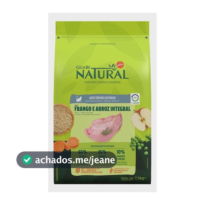 Ração Guabi Natural Gato Sênior Castrado Frango E Arroz 7,5kg