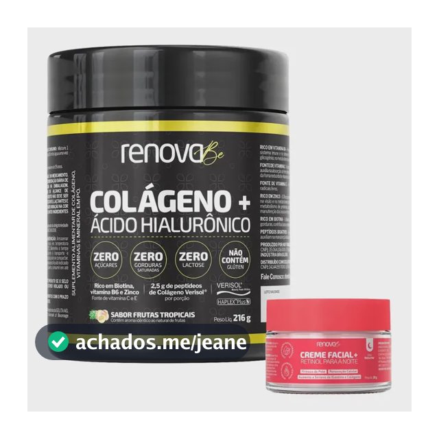 Kit Colágeno Hidrolisado Verisol Renova Be com Ácido Hialurônico e Creme Facial