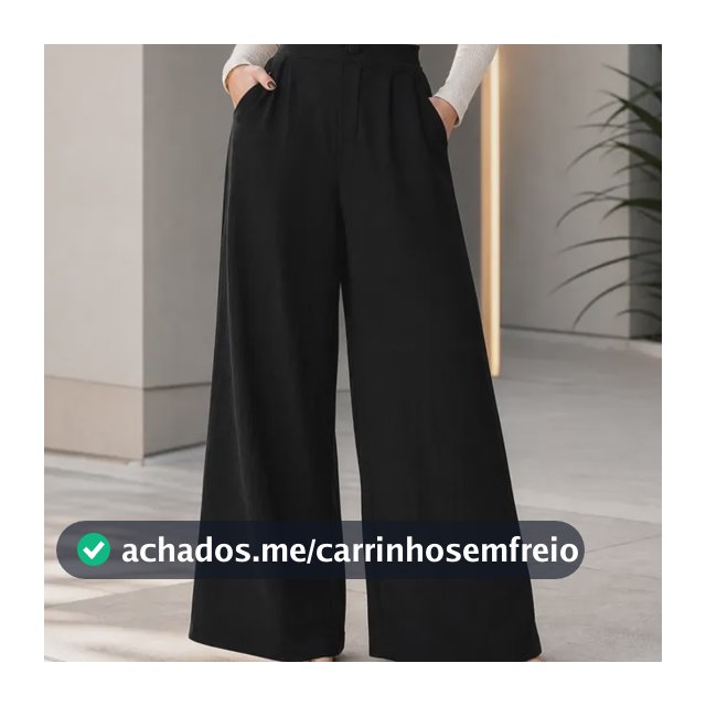 Calça Wide Leg Feminina Calça Duna Pantalona Social Trabalho Preto Lisa Gg