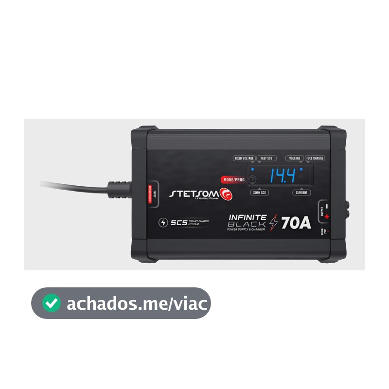 Fonte Carregador Automotivo Stetsom 70a Digital Bivolt Preto