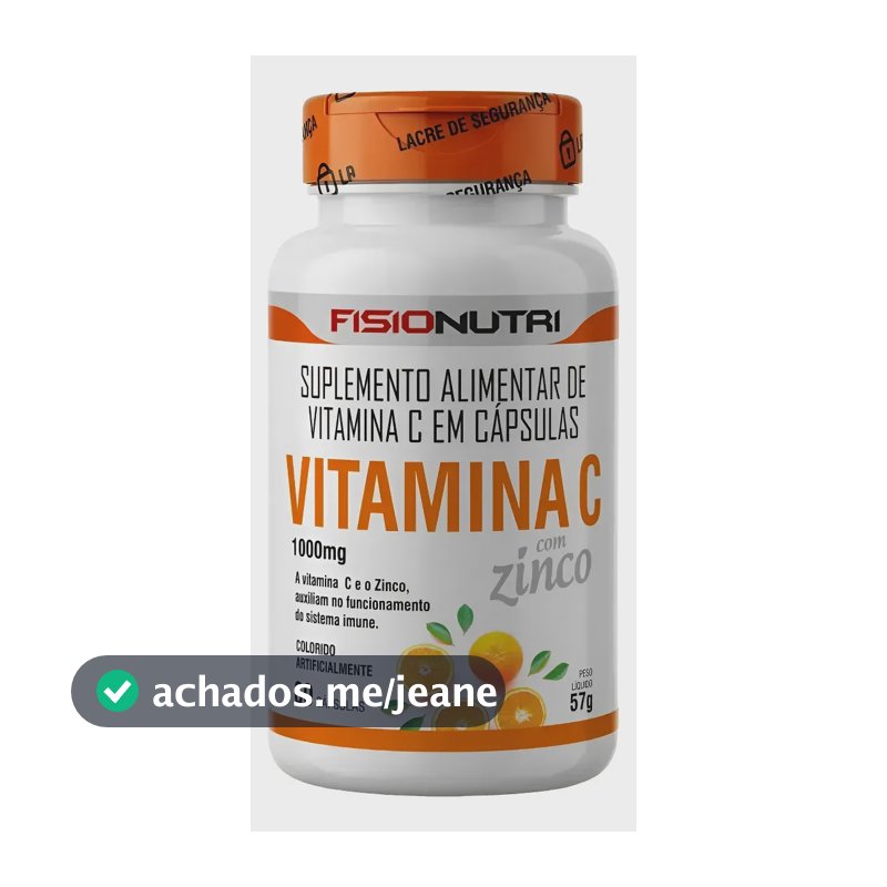 Vitamina C 1000mg + Zinco 7mg Fisionutri 60 Cápsulas