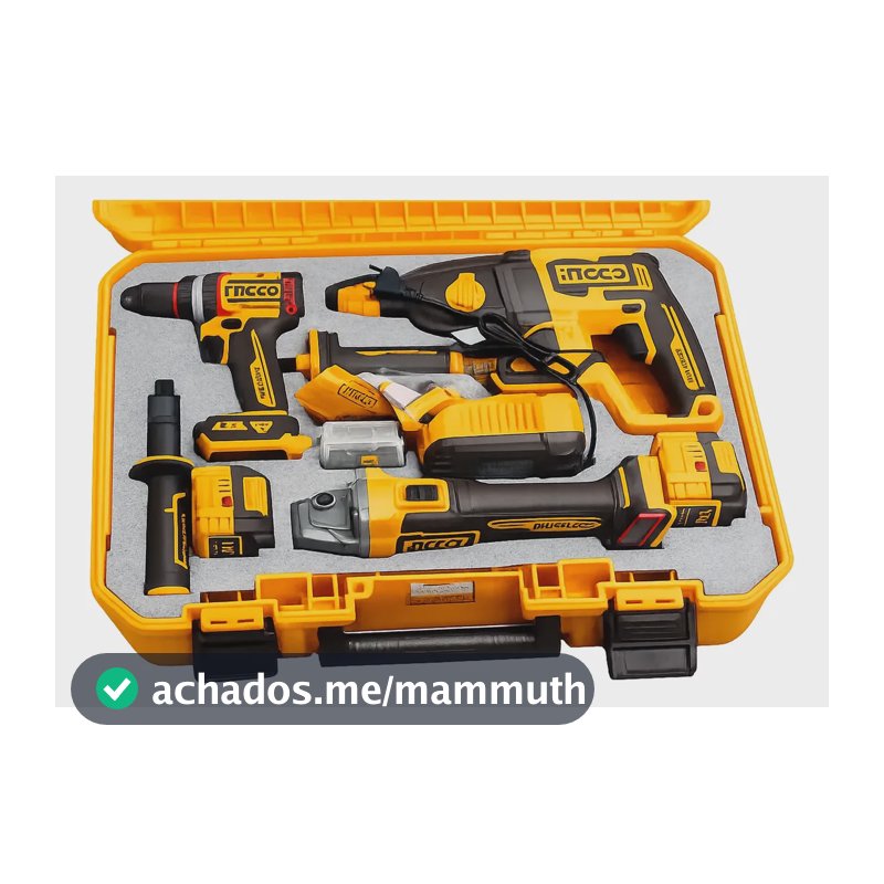 Combo Parafusadeira+esmerilhadeira+martelete+2x 4ah Ingco