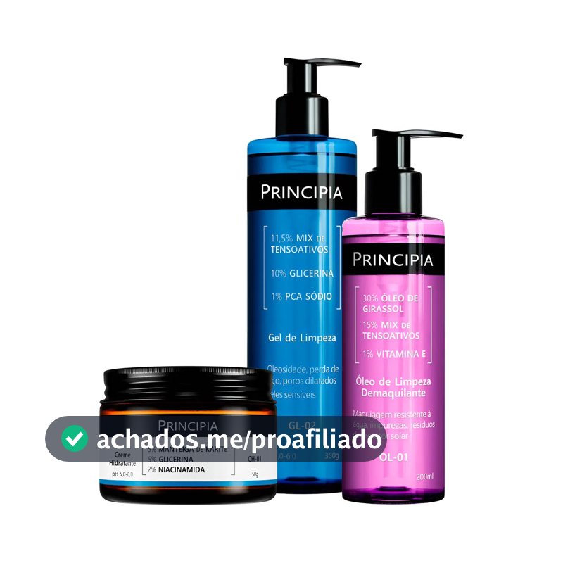 Principia Kit Limpeza E Hidratação Ch-01 + Ol-01 + Gl-02 Todo Tipo De Pele Dia/noite