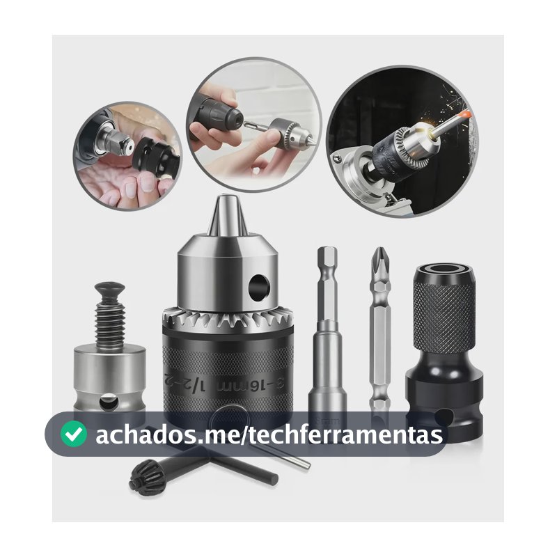 Kit Adaptador Chave Impacto Soquete Parafusadeir Mandril 1/2