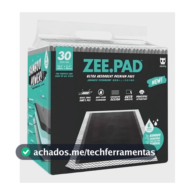 Tapete Higiênico Zee Pad 30 Unidades 80x60 - Preto Zeedog