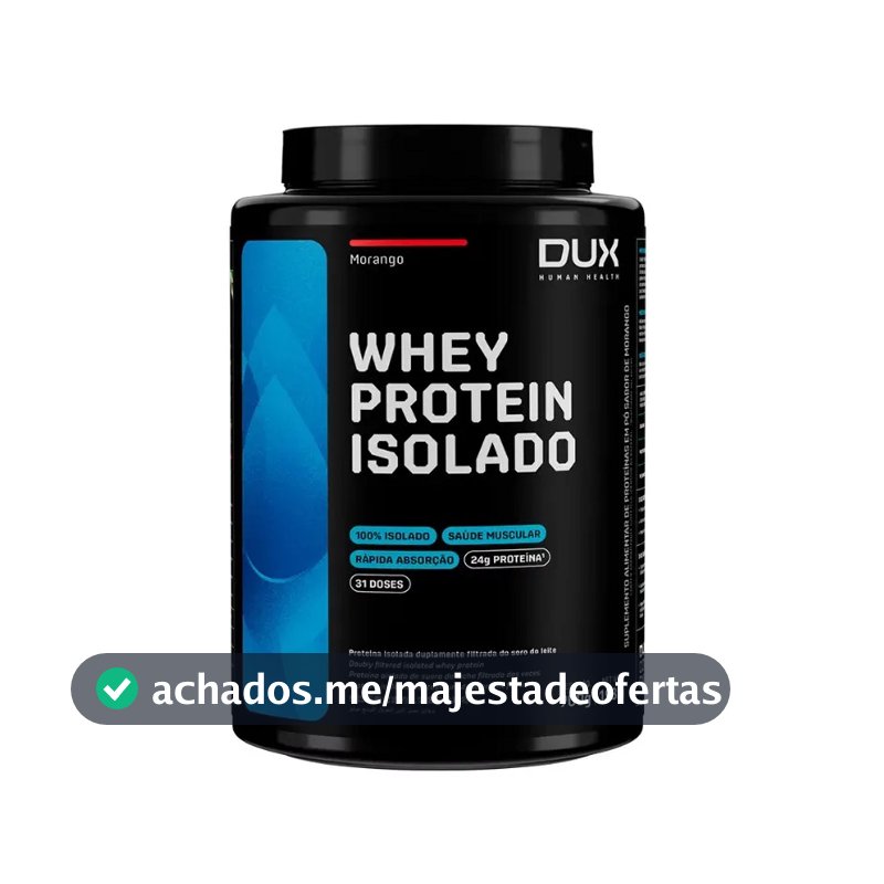 Whey Protein Isolado Dux Nutrition - Pote 900g Sabor Morango