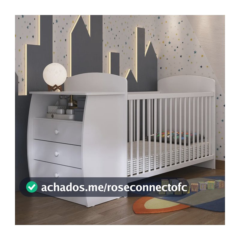 Berço Cômoda com Colchão Incluso Colinho de Mãe Multimóveis MP4304 Branco