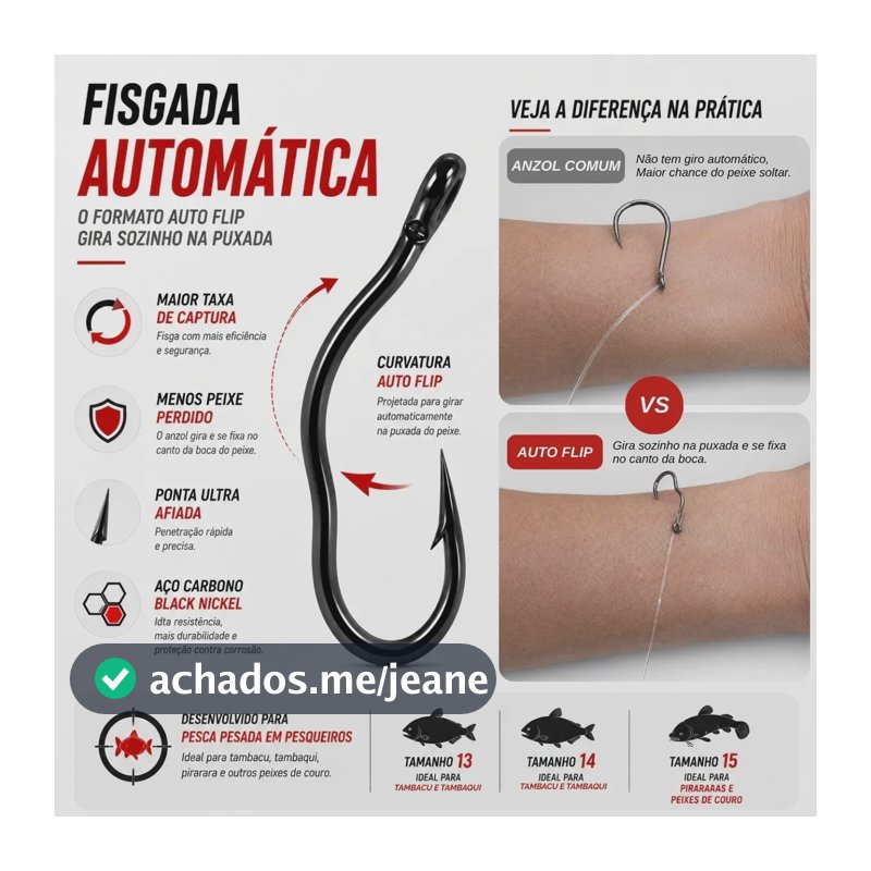 Kit 29 Anzois Autoflip 13,14,15 Fisga Automática Pesca Tamba