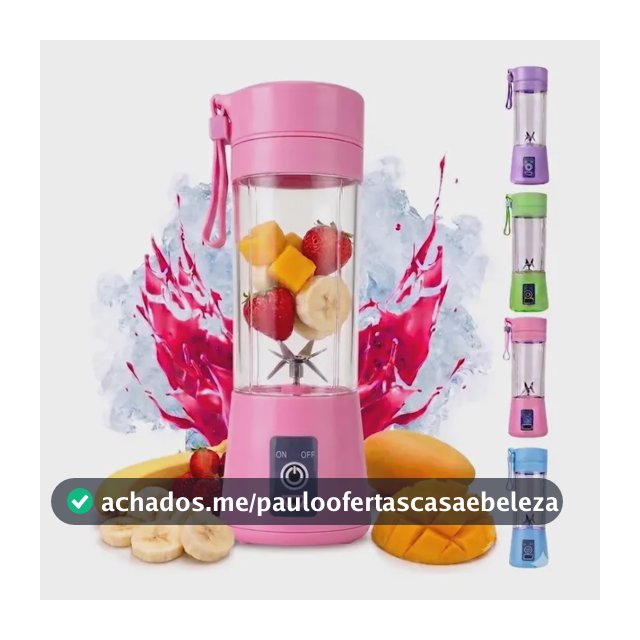 Mini Liquidificador Portátil Usb Recarregável Mixer 380ml Rosa 5v