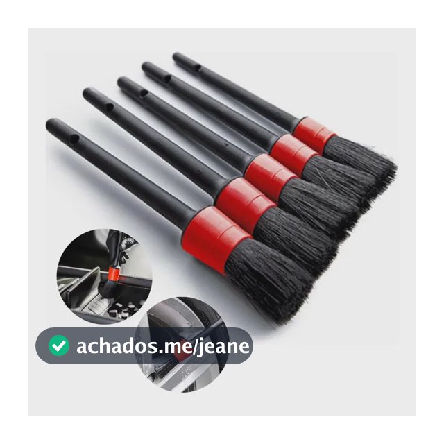 Kit 5 Pincel Lavagem Detalhada Limpeza Carro Moto Automotivo