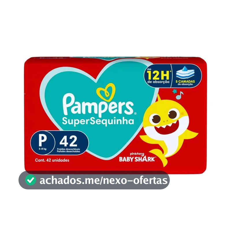 Fralda Infantil Pampers Supersec Mega 5 A 8 Kg P 42 Unidades Tamanho Pequeno (P)