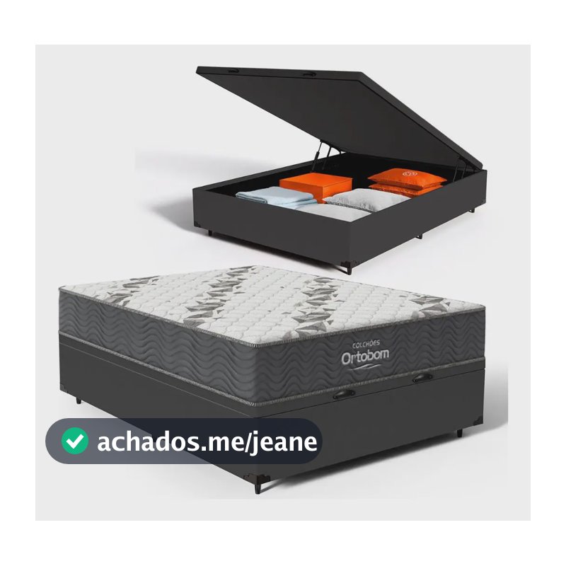 Cama Box Baú E Colchão Espuma D33 Ortobom Airtech 100 Casal Preto