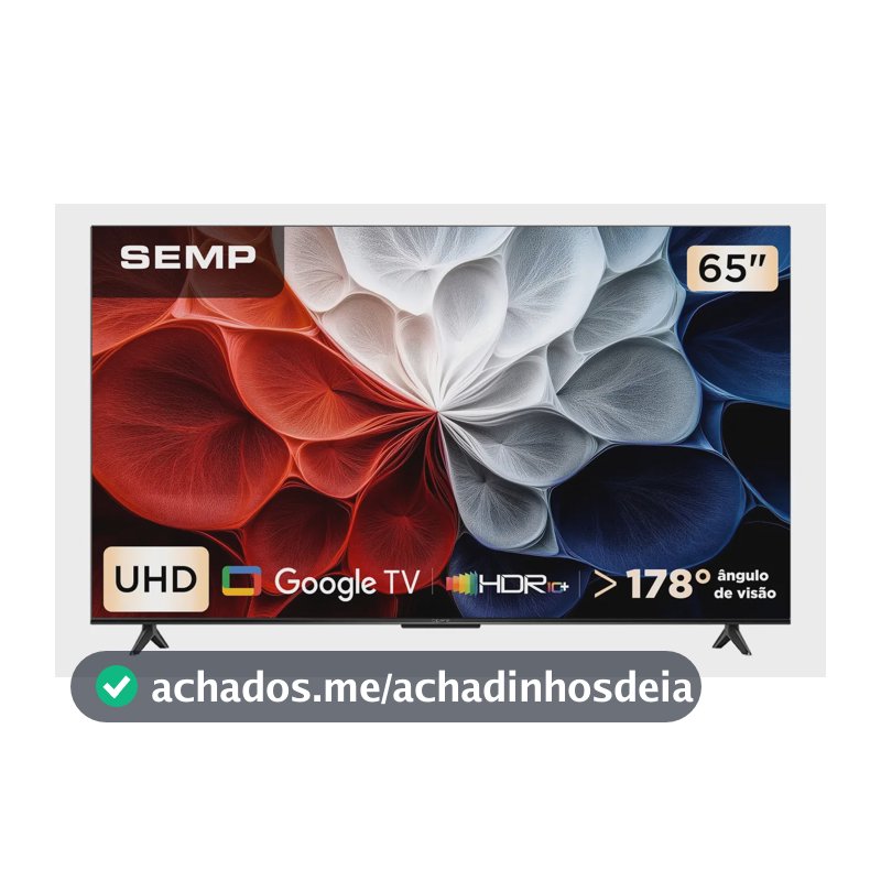 Smart Tv Semp 65 Polegadas Led Hva 4k S62 Wifi Bluetooth Google Tv 3 Hdmi Hdr10+ Dolby Audio 65s62