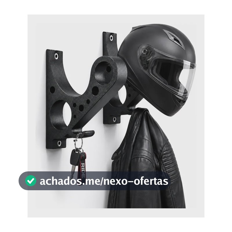Kit 02 Suporte Pendurar Capacete Acessório Chave Parede Fixo Preto