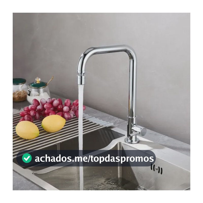 Torneira Para Cozinha Cromada Bica Alta Monocomando Arejador Giratória 360° Bancada Água Fria