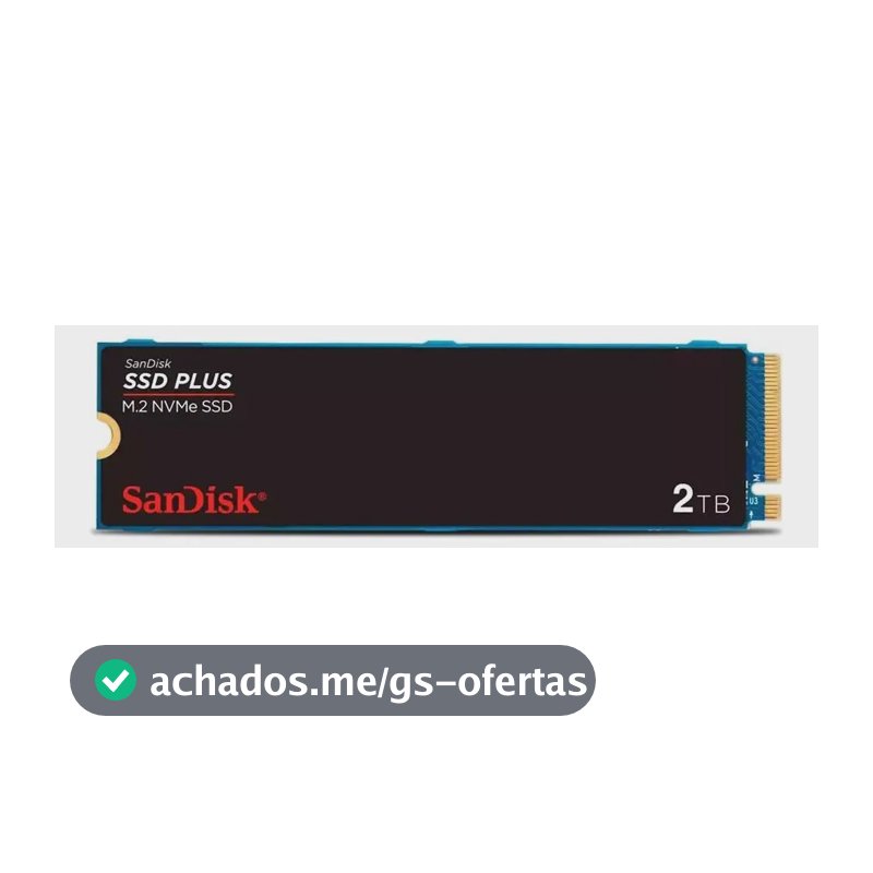 SSD M.2 2280 2TB Sandisk Plus NVMe Pcie Gen3 SDSSDA3N-2T00-G26 Velocidade até 3200MB/s