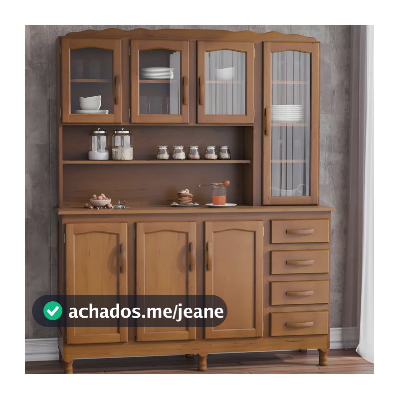 Armário de Cozinha Genebra Clássica 7 Portas 4 Gavetas Imbuia Fosco