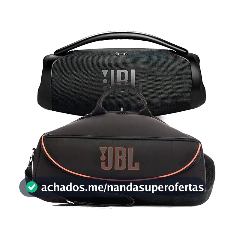 Case Triboshop Bolsa Preta Para JBL Boombox 3 2 1 Impermeável com Bolso Carregador