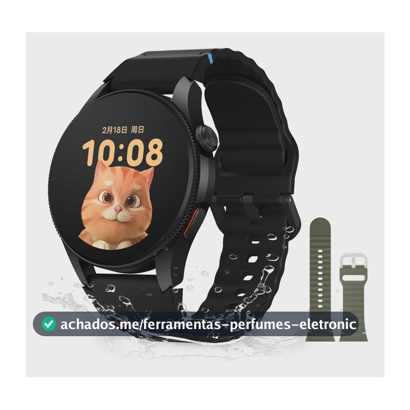Smartwatch Aurafit G12, Gps, Resistência À Água 3atm, Preto Preto Mesh Verde-militar/preto