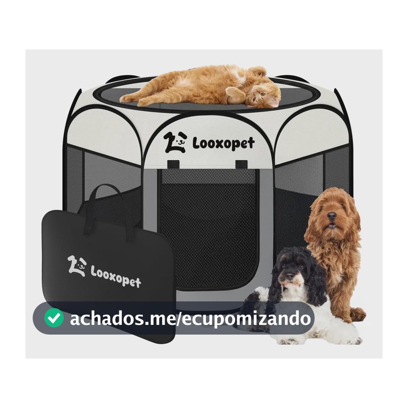 Cercado Cachorro Grande Cercadinho Pet Dobrável Portátil 114×114×58cm C/capa de Viagem