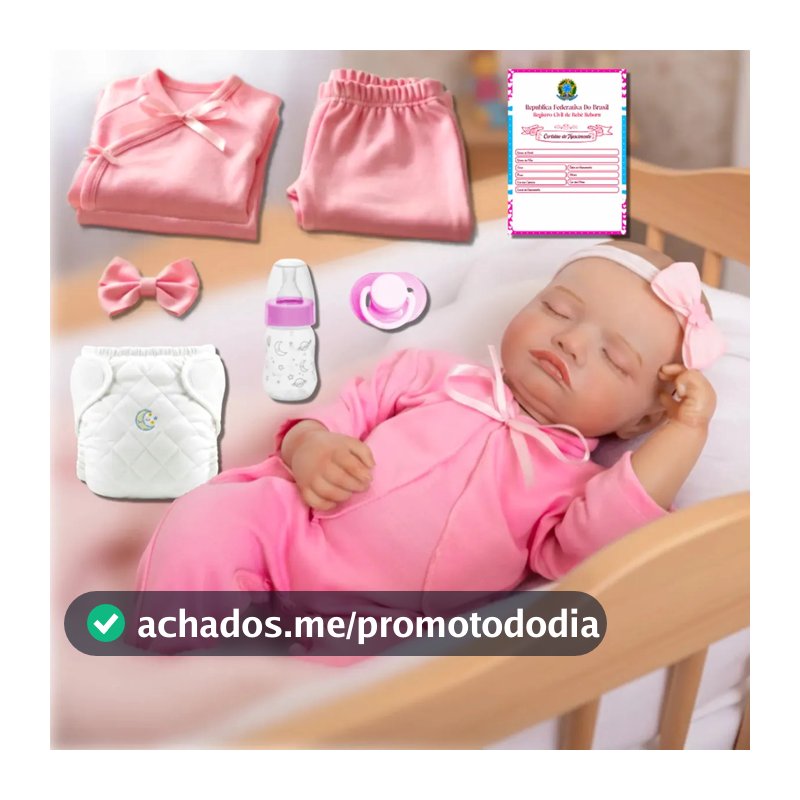 Bebê Boneca Reborn Recém Nascida De Olhos Fechados Com Kit