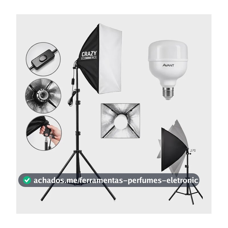 Kit Softbox + Lampada Led Estúdio Luz Continua Tripe 2metros 127/220v