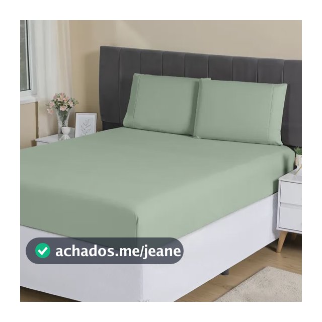 Jogo De Lençol Queen Micropercal 400 Fios Sofisticado 3pç Verde Liso