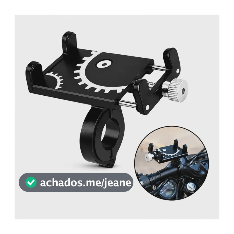 Suporte Para Celular e GPS Para Moto e Bike Universal, De Alumínio Com Fixação Rosqueável e Ajustável