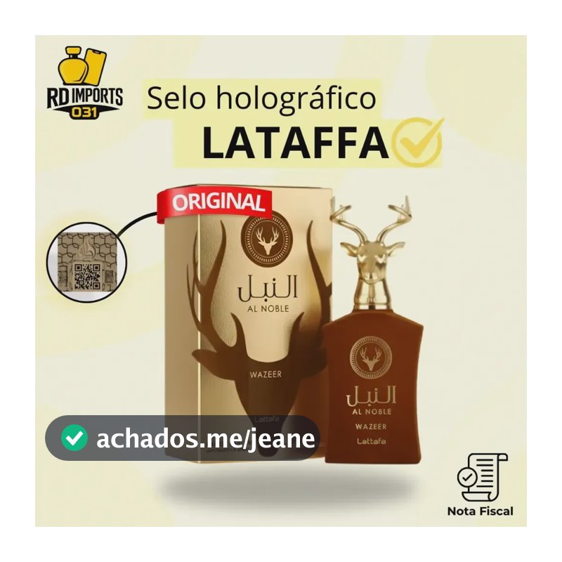 Perfume Árabe Al Noble Wazeer Lattafa Compartilhável 100ml Original Importado Selo Holográfico E Nf
